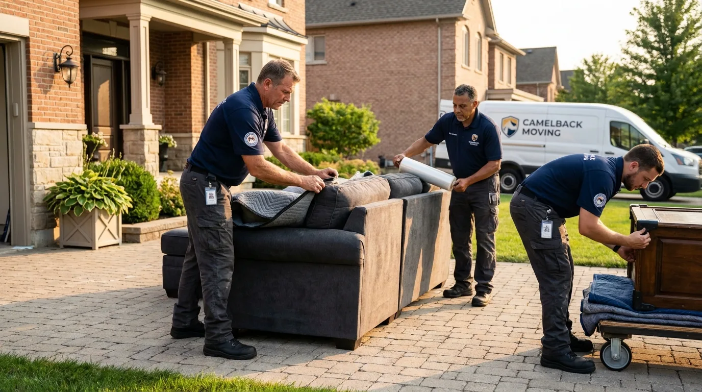 Large estate moving crew wrapping furniture in Somerset, NJ